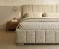 Čalúnená posteľ AUSTIN 160x200cm Béžová Boucle s úložným priestorom kovový rošt