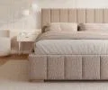 Čalúnená posteľ AUSTIN 90x200cm Ružová Boucle s úložným priestorom kovový rošt