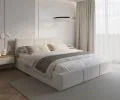 Čalúnená posteľ FRESIA 90x200cm Biela Paris s úložným priestorom kovový rošt