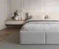 Čalúnená posteľ FRESIA 90x200cm Biela Paris s úložným priestorom kovový rošt