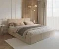 Čalúnená posteľ FRESIA 90x200cm Krémová Paris s úložným priestorom kovový rošt