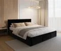 Čalúnená posteľ FRESIA 90x200cm Čierna Paris s úložným priestorom kovový rošt