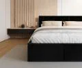 Čalúnená posteľ FRESIA 90x200cm Čierna Paris s úložným priestorom kovový rošt