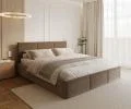 Čalúnená posteľ FRESIA 90x200cm Hnedá Paris s úložným priestorom kovový rošt