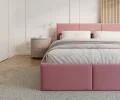 Čalúnená posteľ FRESIA 90x200cm Ružová Paris s úložným priestorom kovový rošt