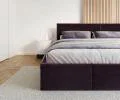 Čalúnená posteľ FRESIA 90x200cm Tmavo fialová Paris s úložným priestorom kovový rošt
