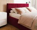 Čalúnená posteľ FRESIA 90x200cm Vínová Paris s úložným priestorom kovový rošt