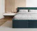 Čalúnená posteľ FRESIA 90x200cm Modrá Paris s úložným priestorom kovový rošt