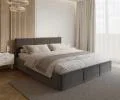 Čalúnená posteľ FRESIA 90x200cm Sivá Paris s úložným priestorom kovový rošt