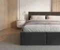 Čalúnená posteľ FRESIA 90x200cm Tmavo sivá Paris s úložným priestorom kovový rošt