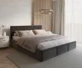 Čalúnená posteľ FRESIA 180x200cm Tmavo sivá Paris s úložným priestorom kovový rošt