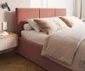 Čalúnená posteľ FRESIA 90x200cm Lososová Paris s úložným priestorom kovový rošt