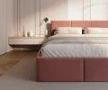 Čalúnená posteľ FRESIA 90x200cm Lososová Paris s úložným priestorom kovový rošt