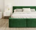 Čalúnená posteľ FRESIA 140x200 s kovovým zdvižným roštom ZELENÁ