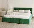 Čalúnená posteľ FRESIA 180x200 s kovovým zdvižným roštom ZELENÁ