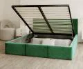 Čalúnená posteľ FRESIA 180x200 s kovovým zdvižným roštom ZELENÁ
