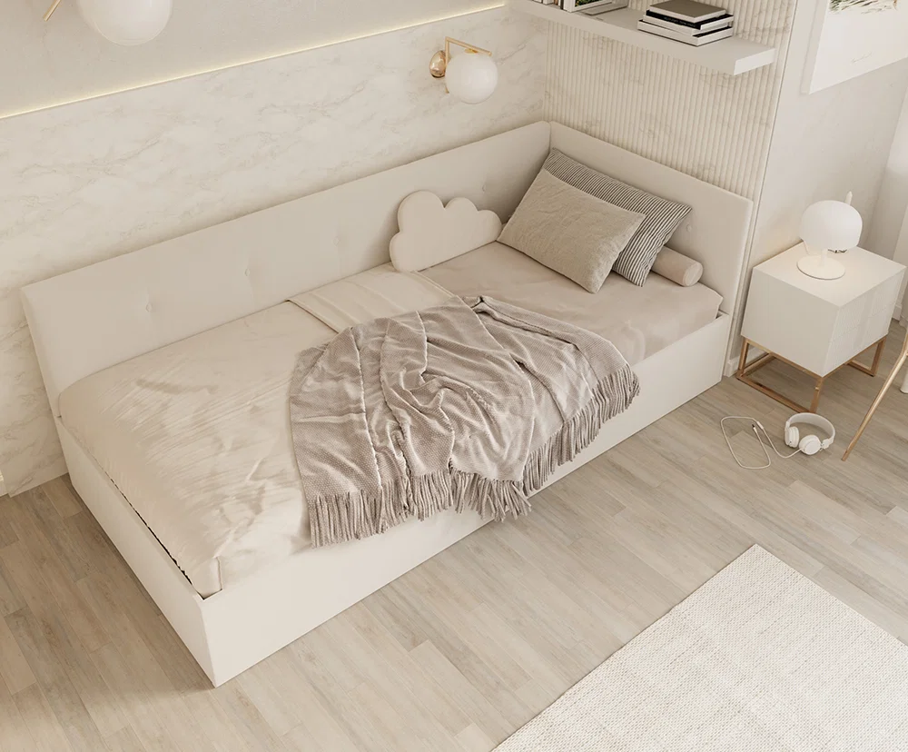 Posteľ EDDY 2 pre deti a mládež biela TRINITY 100x200 kovový zdvižný rošt