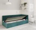Posteľ EDDY 2 pre deti a mládež tyrkysová TRINITY 100x200 kovový zdvižný rošt