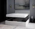 Čalúnená posteľ JUSTIN 160x200 Biela Trinity s úložným priestorom kovový rošt