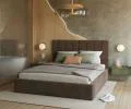 Čalúnená posteľ COLORADO 200x200 s kovovým zdvižným roštom HNEDÁ TRINITY