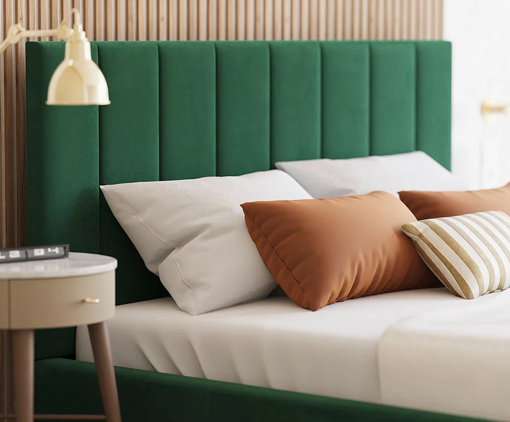 Čalúnená posteľ COLORADO 90x200 s kovovým zdvižným roštom ZELENÁ TRINITY