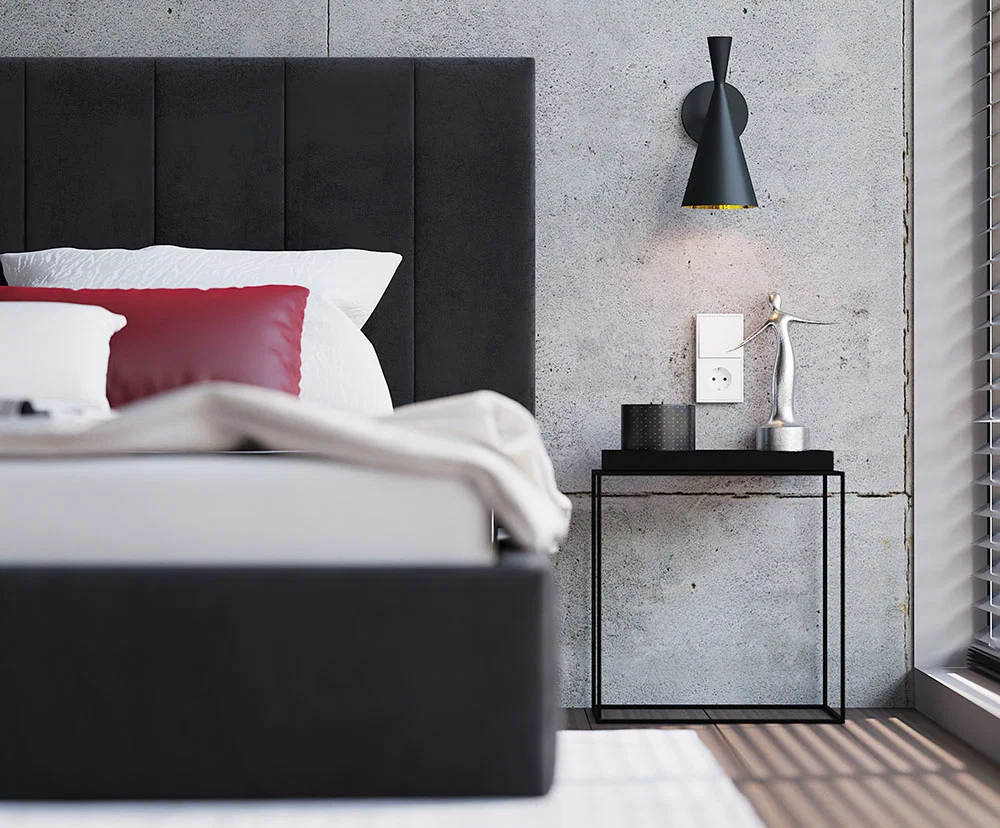 Čalúnená posteľ COLORADO 90x200 s kovovým zdvižným roštom ČIERNA TRINITY