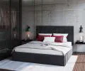 Čalúnená posteľ COLORADO 200x200 s kovovým zdvižným roštom ČIERNA TRINITY