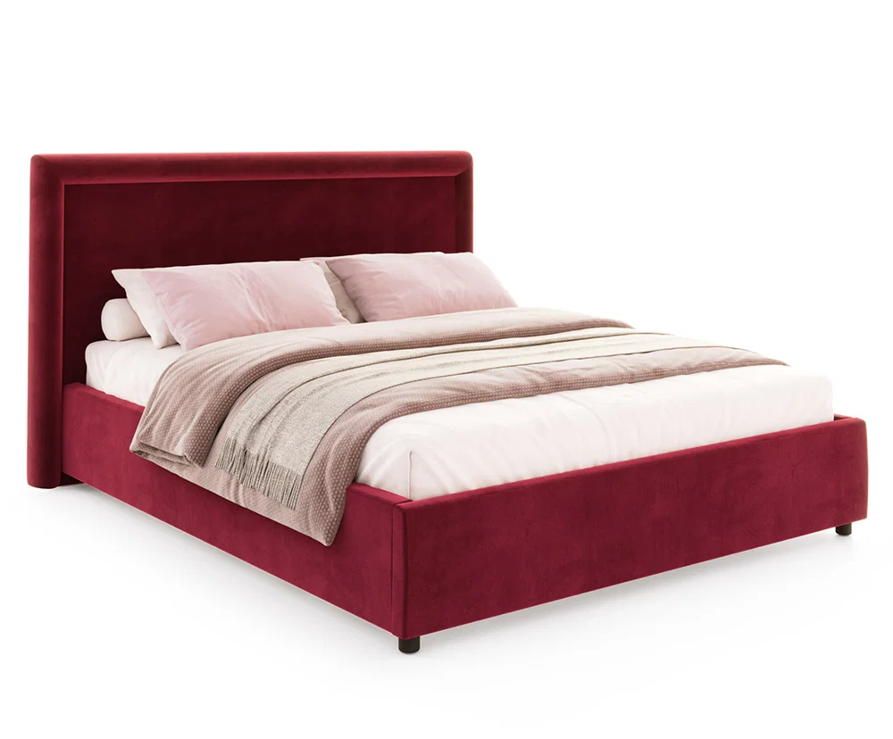 Čalúnená posteľ NOBILE 90x200 Vínová Paris s úložným priestorom kovový rošt