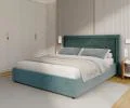 Čalúnená posteľ NOBILE 180x200 Modrá Paris s úložným priestorom kovový rošt