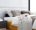 Čalúnená posteľ ORLANDO 180x200 Žltá PARIS s úložným priestorom kovový rošt