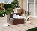 Rozkladacia záhradná pohovka SUZI GARDEN HNEDÁ vodeodolná 70x200 výška 14 cm