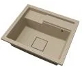 Granitový drez ELITE 6052 BÉŽOVÝ + čierny sifon 60 x 52 x 21,5 cm