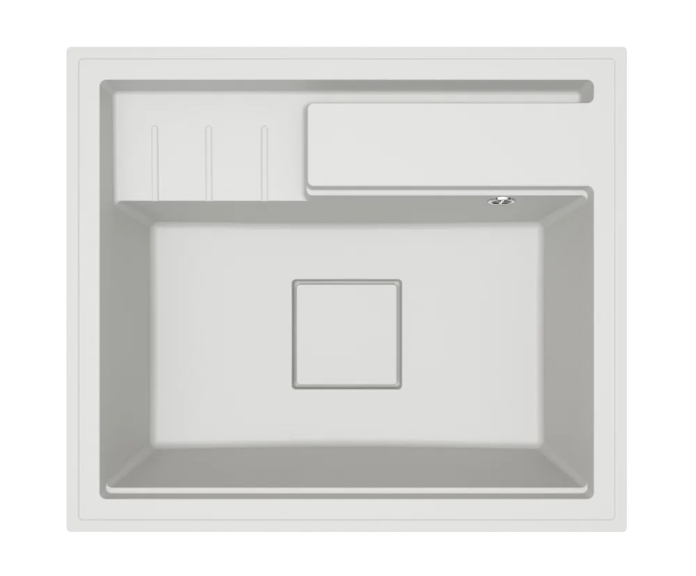 Granitový drez ELITE 6052 BIELY + čierny sifon 60 x 52 x 21,5 cm