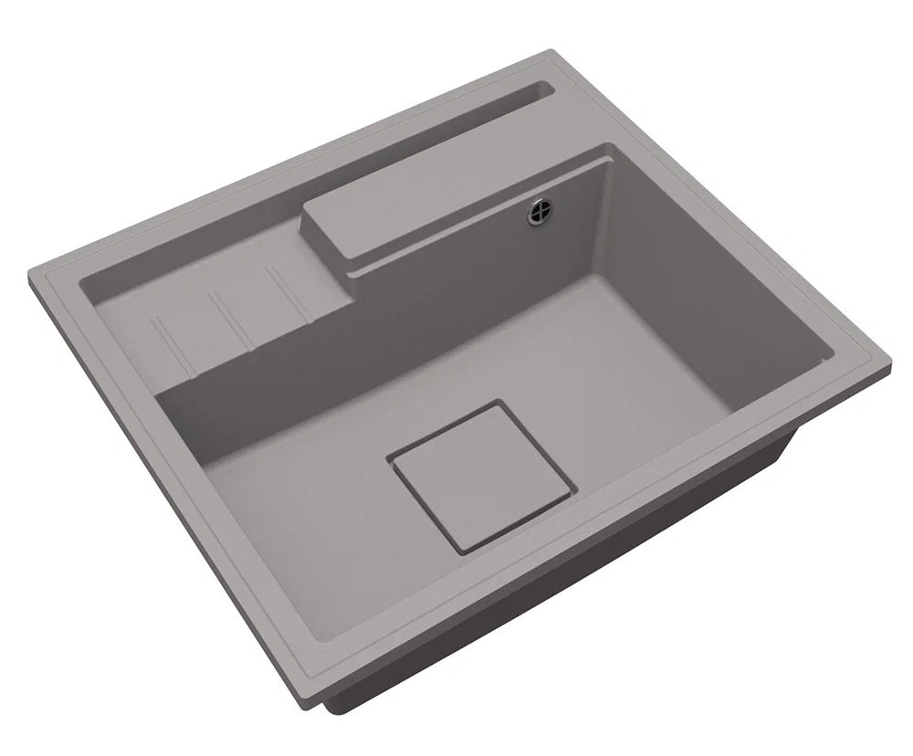 Granitový drez ELITE 6052 SIVÝ + čierny sifon 60 x 52 x 21,5 cm