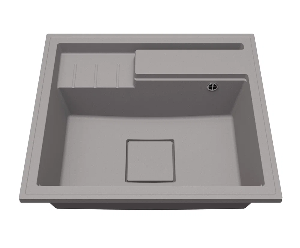 Granitový drez ELITE 6052 SIVÝ + čierny sifon 60 x 52 x 21,5 cm