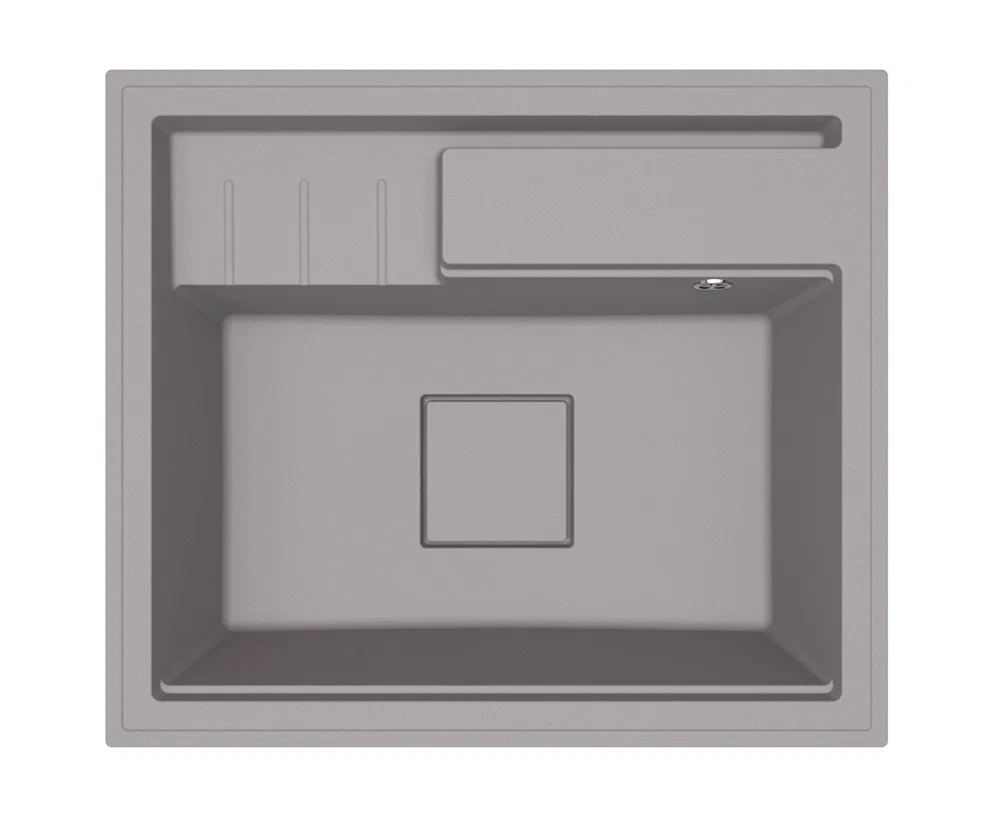 Granitový drez ELITE 6052 SIVÝ + čierny sifon 60 x 52 x 21,5 cm
