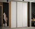 Šatníková skriňa DAVOS 1 s posuvnými dverami 180x235x45 cm DUB Artisan / BIELA, strieborné