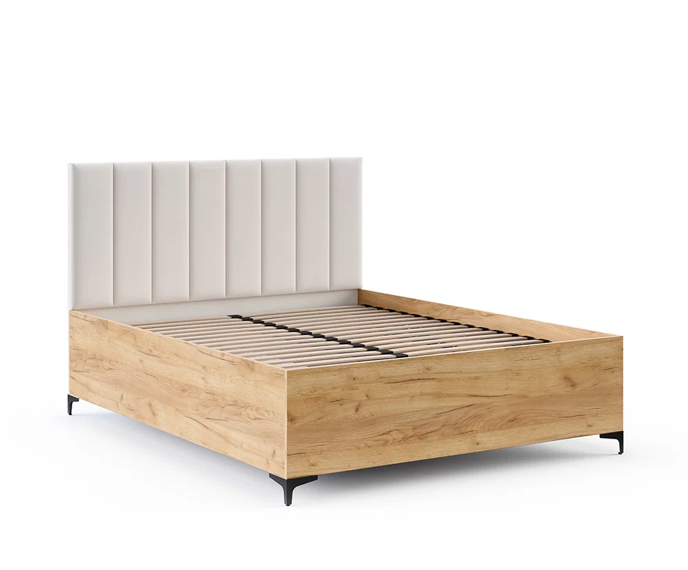 Posteľ SIERRA 140×200 s kovovým zdvíhacím roštom TRINITY Dub Craft - Biela