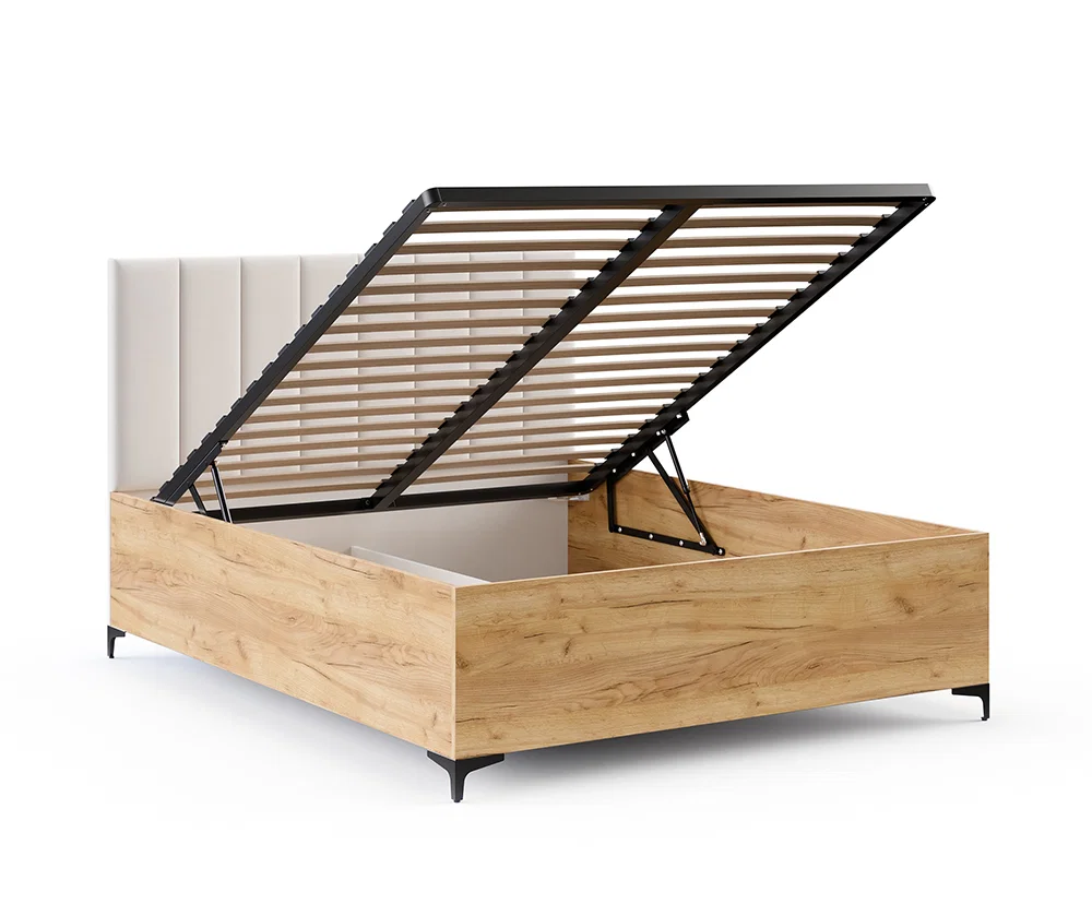 Posteľ SIERRA 140×200 s kovovým zdvíhacím roštom TRINITY Dub Craft - Biela