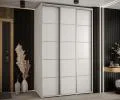 Šatníková skriňa s posuvnými dverami DAVOS 4, 160x235x45 cm Biela / strieborné pojazdy