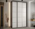 Šatníková skriňa s posuvnými dverami DAVOS 4, 160x235x45 cm Čierna / biela / strieborné pojazdy