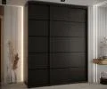 Šatníková skriňa s posuvnými dverami DAVOS 4, 200×235×45 cm, čierna / čierne pojazdy
