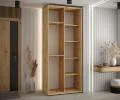 Šatníková skriňa DAVOS 5 posuvné dvere a zrkadlo, 120×235×45, DUB Artisan / biela / strieborné