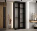 Šatníková skriňa DAVOS 5 posuvné dvere a zrkadlo, 120×235×45, Čierna / DUB Artisan / čierne