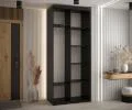 Šatníková skriňa DAVOS 5 posuvné dvere a zrkadlo, 120×235×45, Čierna / čierne pojazdy