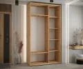 Šatníková skriňa DAVOS 5 posuvné dvere a zrkadlo, 140×235×45, DUB Artisan / biela / strieborné