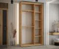 Šatníková skriňa DAVOS 5 posuvné dvere a zrkadlo, 140×235×45, DUB Artisan / biela / strieborné