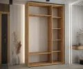 Šatníková skriňa DAVOS 5 posuvné dvere a zrkadlo, 150×235×45, DUB Artisan / čierna / čierne