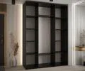 Šatníková skriňa DAVOS 5 posuvné dvere a zrkadlo, 170×235×45, Čierna / DUB Artisan / čierne