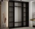 Šatníková skriňa DAVOS 5 posuvné dvere a zrkadlo, 190×235×45, DUB Artisan / čierna / čierne